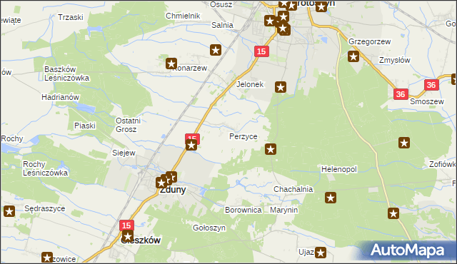 mapa Perzyce, Perzyce na mapie Targeo