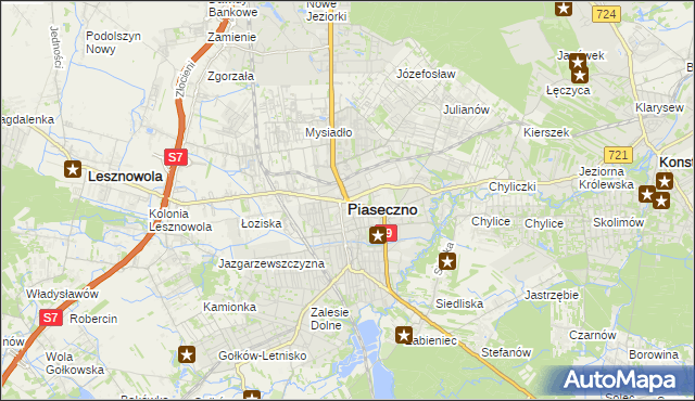 mapa Piaseczno, Piaseczno na mapie Targeo