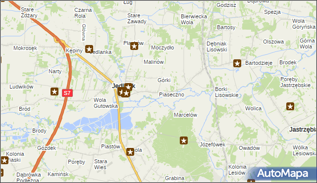 mapa Piaseczno gmina Jedlińsk, Piaseczno gmina Jedlińsk na mapie Targeo
