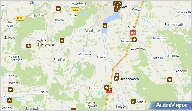 mapa Piaski gmina Strachówka, Piaski gmina Strachówka na mapie Targeo