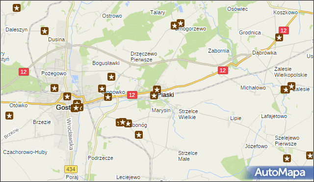 mapa Piaski powiat gostyński, Piaski powiat gostyński na mapie Targeo