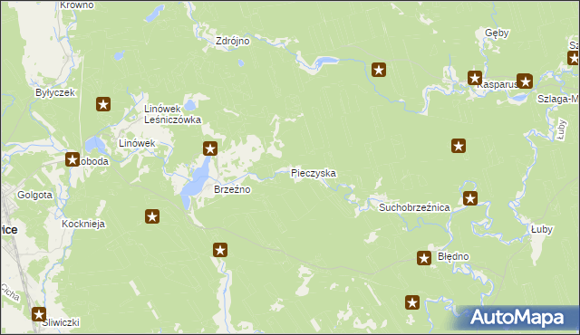 mapa Pieczyska gmina Osiek, Pieczyska gmina Osiek na mapie Targeo