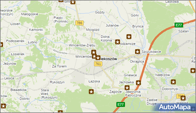 mapa Piekoszów, Piekoszów na mapie Targeo