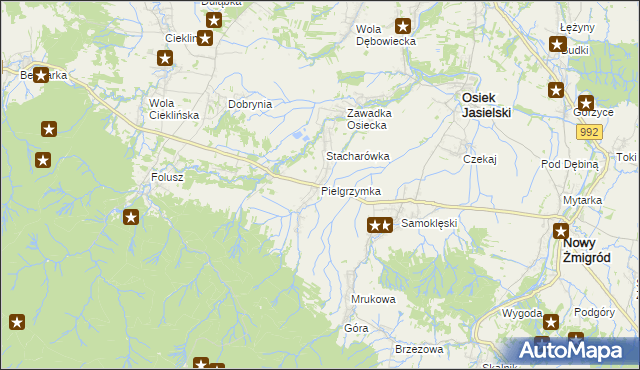 mapa Pielgrzymka gmina Osiek Jasielski, Pielgrzymka gmina Osiek Jasielski na mapie Targeo