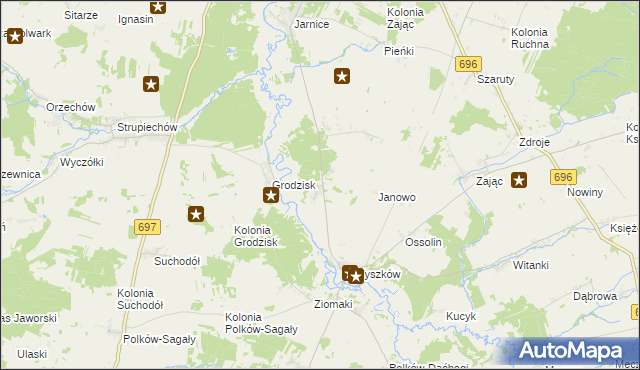 mapa Pierzchały gmina Liw, Pierzchały gmina Liw na mapie Targeo
