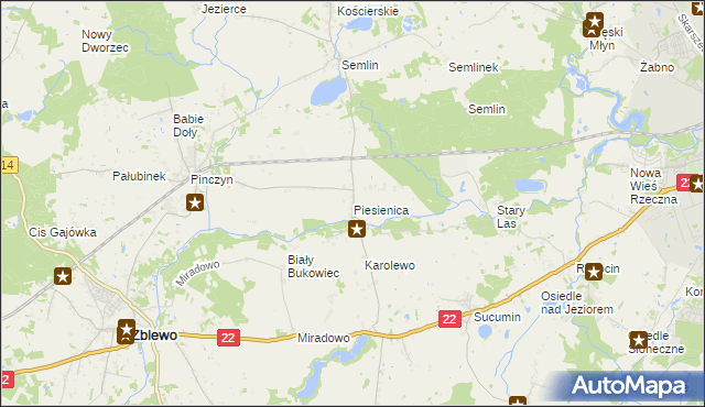 mapa Piesienica, Piesienica na mapie Targeo