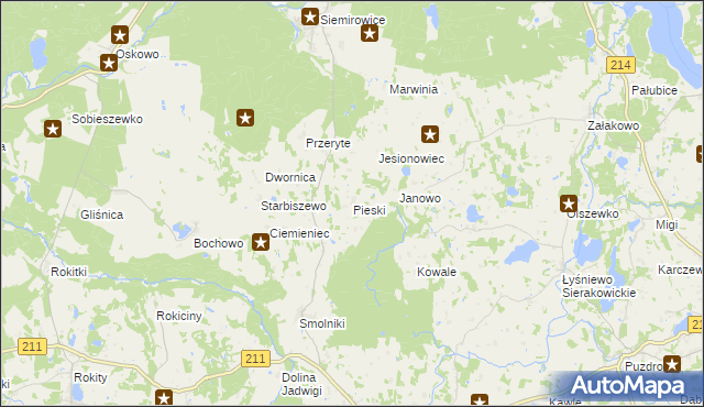 mapa Pieski gmina Cewice, Pieski gmina Cewice na mapie Targeo