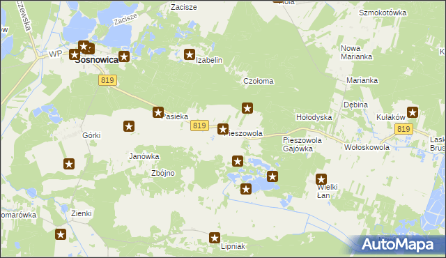 mapa Pieszowola, Pieszowola na mapie Targeo