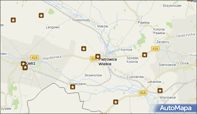 mapa Pietrowice Wielkie, Pietrowice Wielkie na mapie Targeo