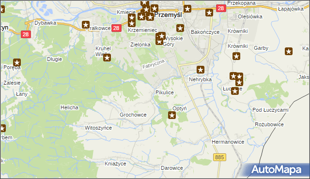 mapa Pikulice, Pikulice na mapie Targeo