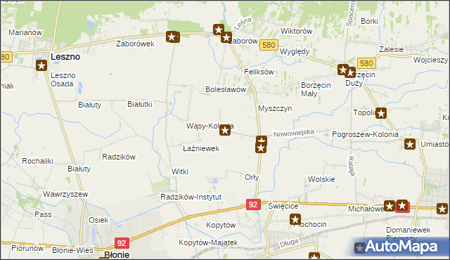 mapa Pilaszków gmina Ożarów Mazowiecki, Pilaszków gmina Ożarów Mazowiecki na mapie Targeo