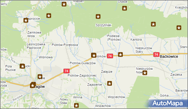 mapa Piórków, Piórków na mapie Targeo