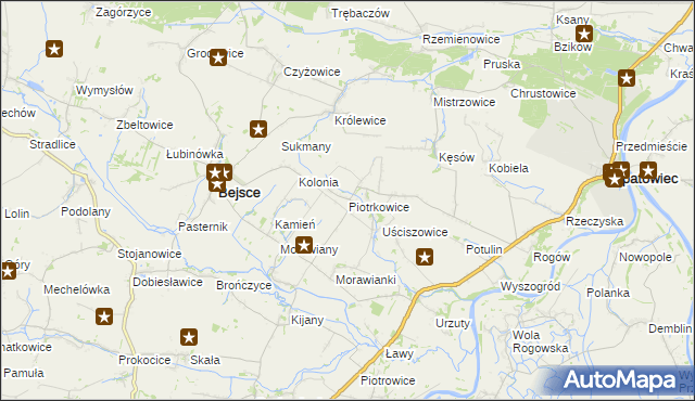 mapa Piotrkowice gmina Bejsce, Piotrkowice gmina Bejsce na mapie Targeo
