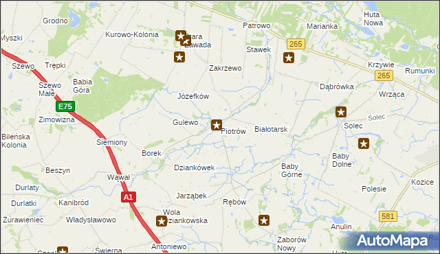 mapa Piotrów gmina Gostynin, Piotrów gmina Gostynin na mapie Targeo