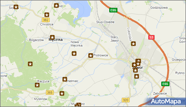 mapa Piotrowice gmina Męcinka, Piotrowice gmina Męcinka na mapie Targeo