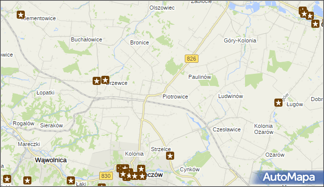 mapa Piotrowice gmina Nałęczów, Piotrowice gmina Nałęczów na mapie Targeo