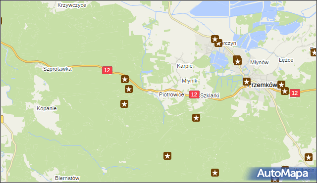 mapa Piotrowice gmina Przemków, Piotrowice gmina Przemków na mapie Targeo