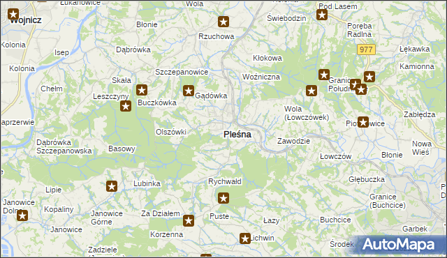 mapa Pleśna powiat tarnowski, Pleśna powiat tarnowski na mapie Targeo