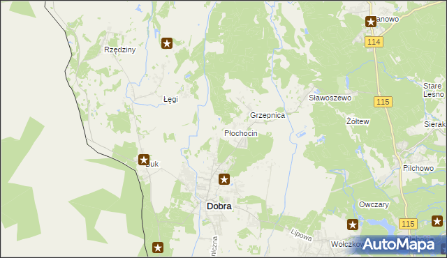 mapa Płochocin gmina Dobra (Szczecińska), Płochocin gmina Dobra (Szczecińska) na mapie Targeo