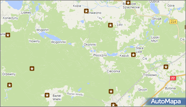 mapa Płociczno gmina Kaliska, Płociczno gmina Kaliska na mapie Targeo