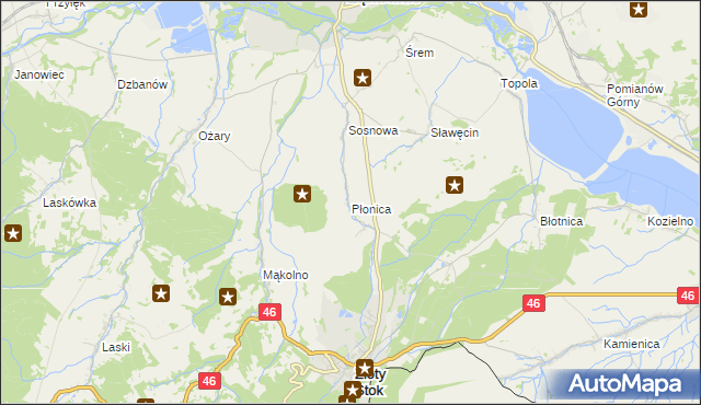 mapa Płonica gmina Złoty Stok, Płonica gmina Złoty Stok na mapie Targeo