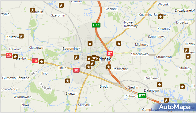 mapa Płońsk, Płońsk na mapie Targeo