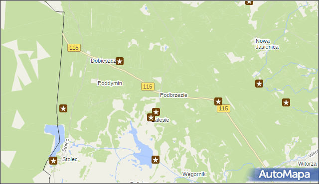 mapa Podbrzezie gmina Police, Podbrzezie gmina Police na mapie Targeo