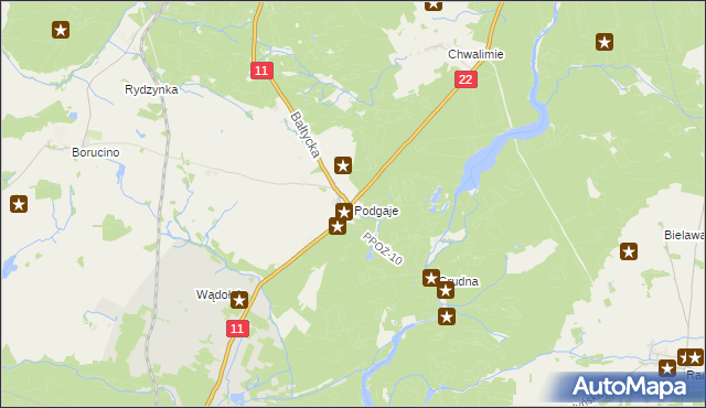 mapa Podgaje gmina Okonek, Podgaje gmina Okonek na mapie Targeo