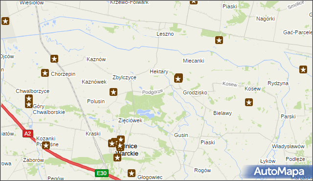 mapa Podgórze gmina Świnice Warckie, Podgórze gmina Świnice Warckie na mapie Targeo