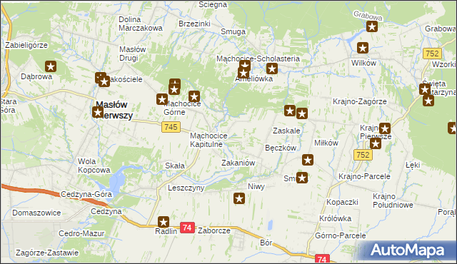 mapa Podmąchocice, Podmąchocice na mapie Targeo