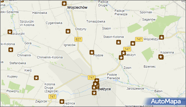 mapa Podole gmina Bełżyce, Podole gmina Bełżyce na mapie Targeo