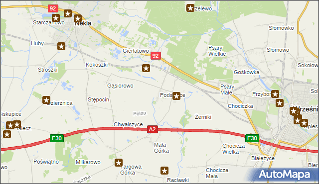 mapa Podstolice gmina Nekla, Podstolice gmina Nekla na mapie Targeo