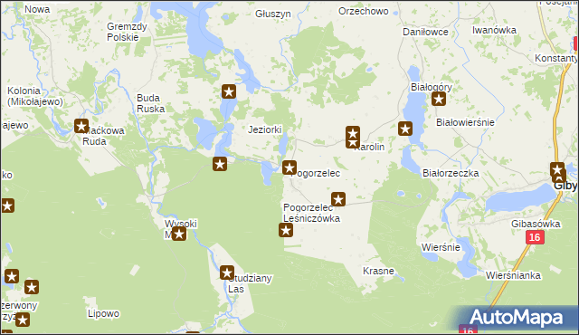 mapa Pogorzelec gmina Giby, Pogorzelec gmina Giby na mapie Targeo