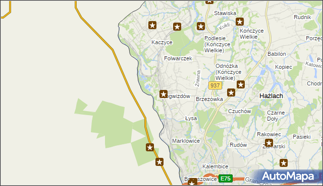 mapa Pogwizdów gmina Hażlach, Pogwizdów gmina Hażlach na mapie Targeo