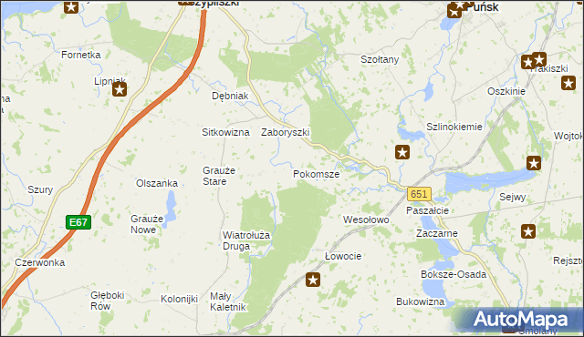 mapa Pokomsze, Pokomsze na mapie Targeo