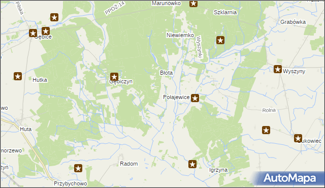mapa Połajewice, Połajewice na mapie Targeo