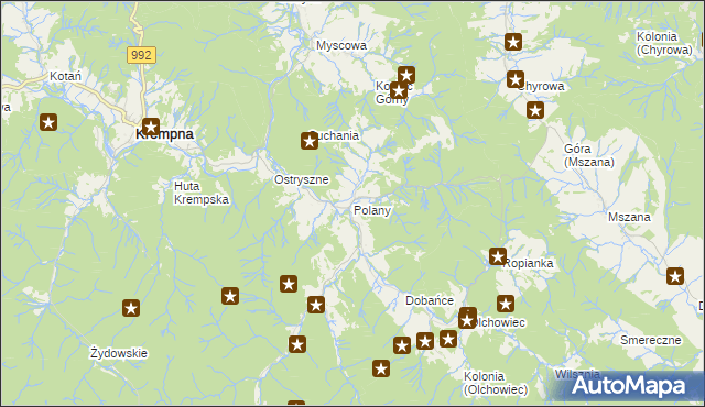 mapa Polany gmina Krempna, Polany gmina Krempna na mapie Targeo