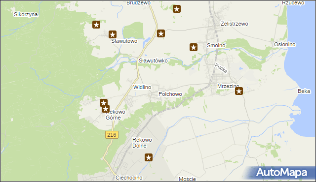 mapa Połchowo gmina Puck, Połchowo gmina Puck na mapie Targeo
