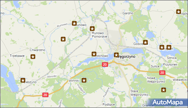 mapa Połchowo gmina Węgorzyno, Połchowo gmina Węgorzyno na mapie Targeo