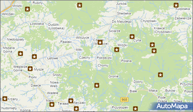 mapa Półrzeczki, Półrzeczki na mapie Targeo