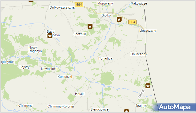 mapa Ponarlica, Ponarlica na mapie Targeo