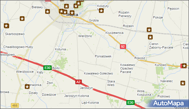 mapa Poniatówek gmina Słupca, Poniatówek gmina Słupca na mapie Targeo