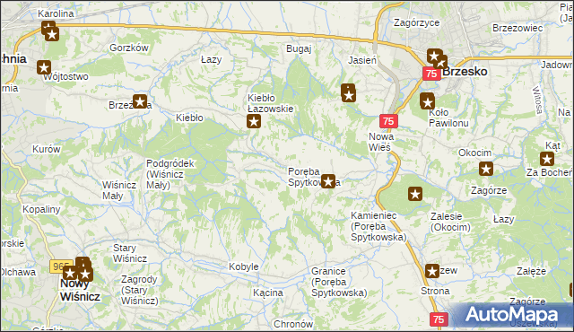 mapa Poręba Spytkowska, Poręba Spytkowska na mapie Targeo