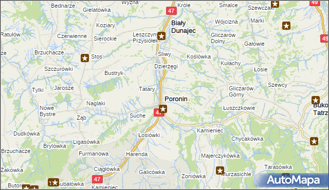mapa Poronin, Poronin na mapie Targeo