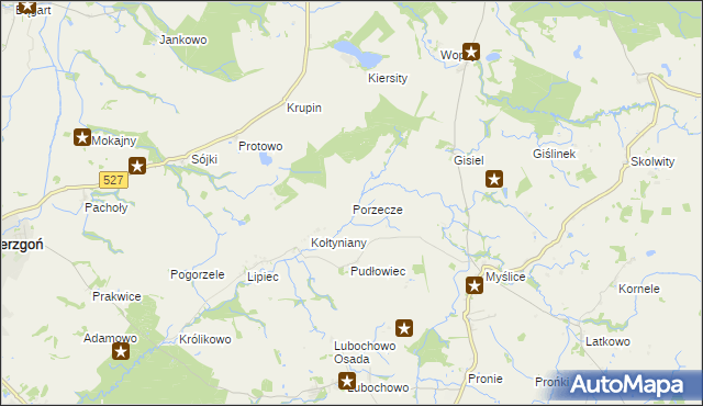 mapa Porzecze gmina Stary Dzierzgoń, Porzecze gmina Stary Dzierzgoń na mapie Targeo
