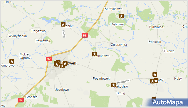 mapa Posadowo gmina Lwówek, Posadowo gmina Lwówek na mapie Targeo