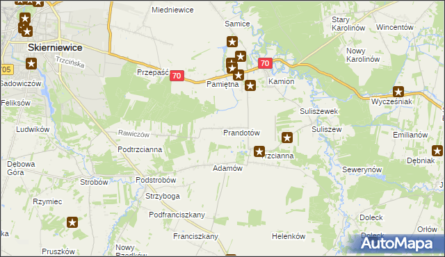 mapa Prandotów, Prandotów na mapie Targeo