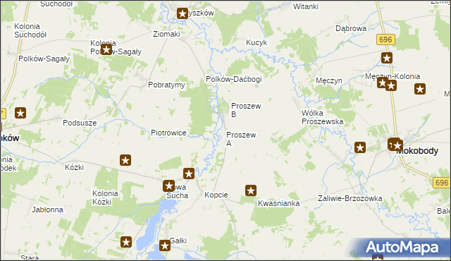 mapa Proszew A, Proszew A na mapie Targeo