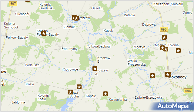 mapa Proszew B, Proszew B na mapie Targeo