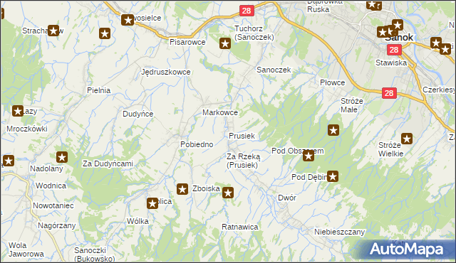 mapa Prusiek, Prusiek na mapie Targeo